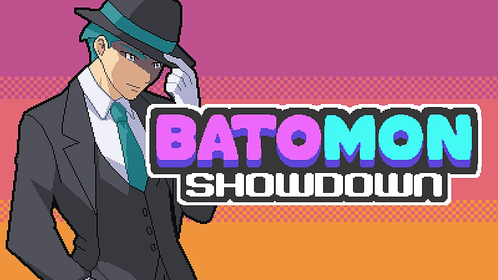 Batomon Showdown release date trailer banner with a gentleman trainer beside the game logo