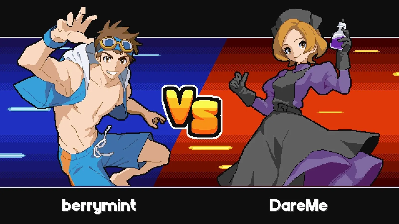 Batomon Showdown versus intro screen showing berrymint against DareMe